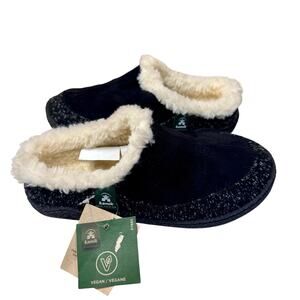 Kamik Womens Nutmeg Slippers Womens Size 6 Black White Fur Lined Warm Slip Ons